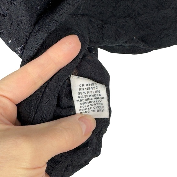 April Cornell Amelie Mock Turtleneck T-Shirt Floral Lace Black Sheer Size Medium - Picture 10 of 14